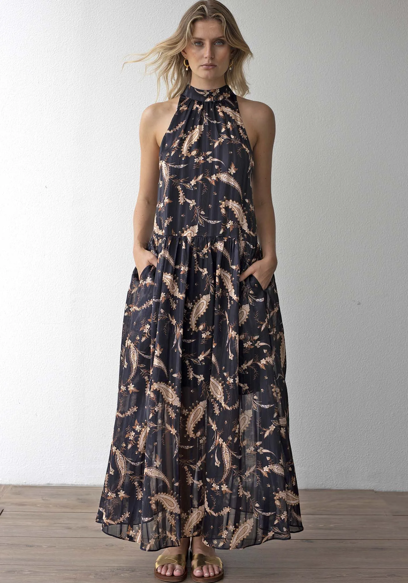 Nighttide Paisley Halter Maxi Dress