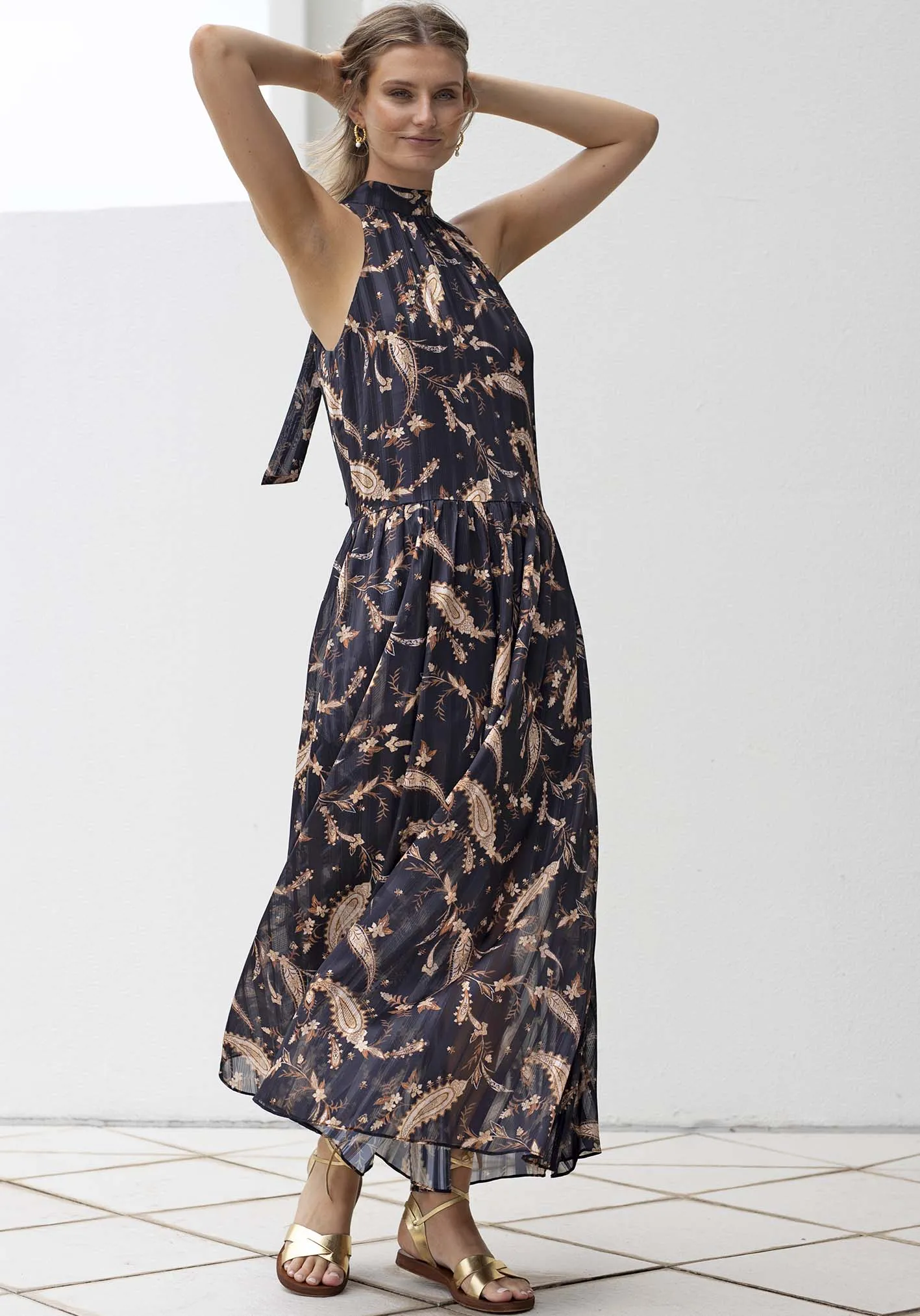 Nighttide Paisley Halter Maxi Dress