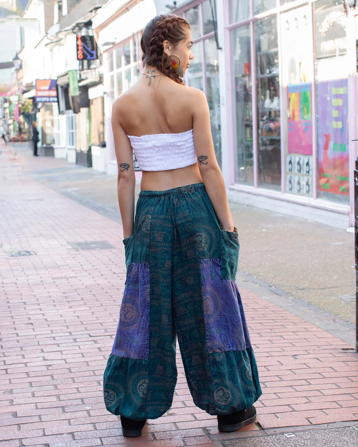 Ohm Mandala Baggy Harem Pants Blue