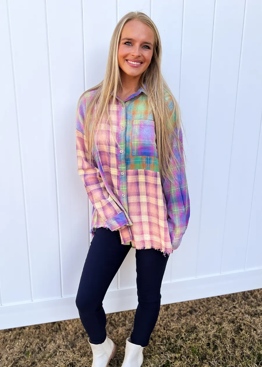 Ollie Plaid Bleached Top