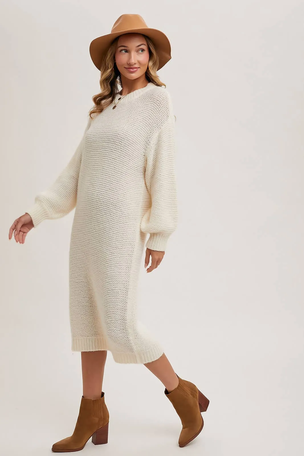 Oversized Lightweight Knit Sweater MIDI Dress