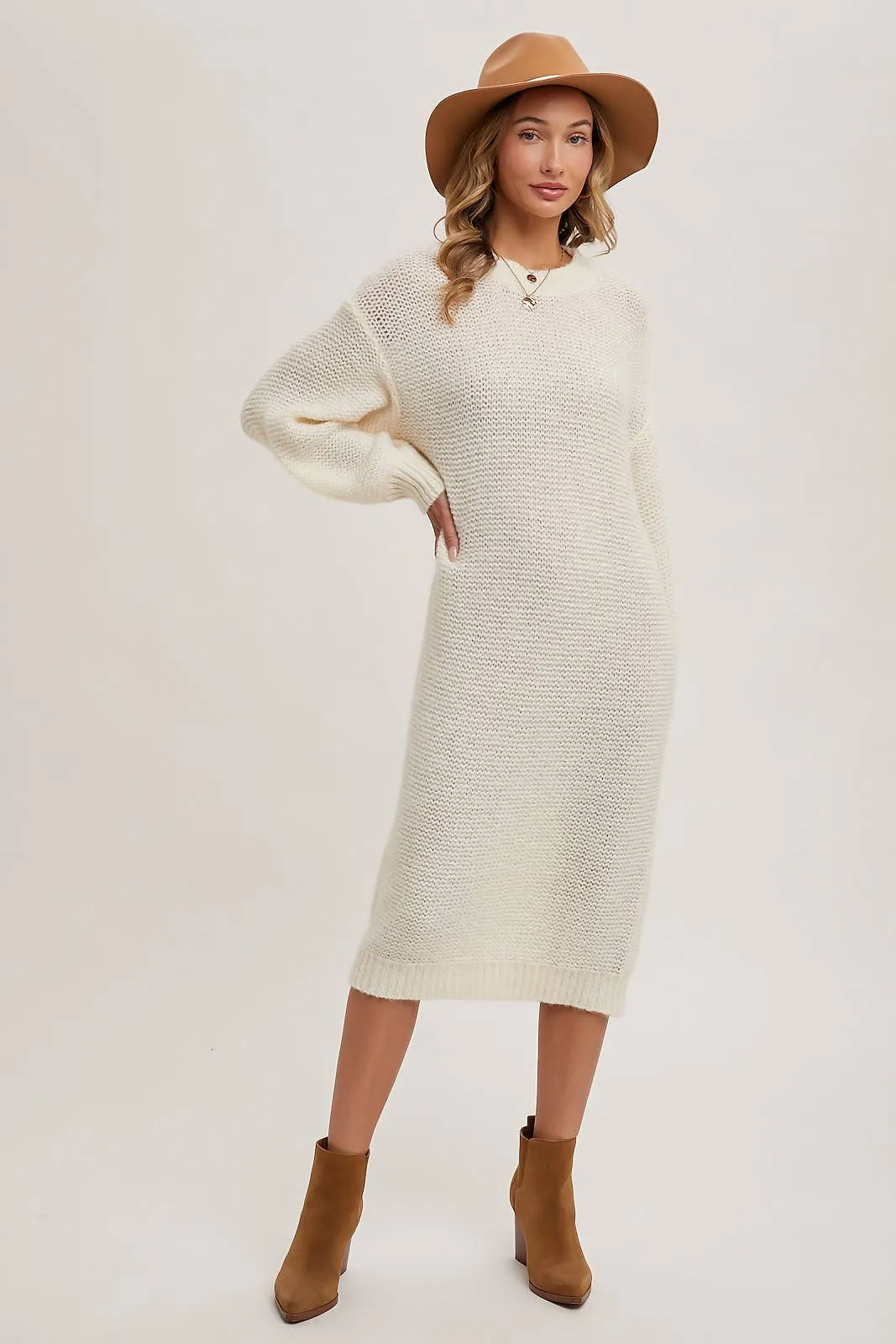 Oversized Lightweight Knit Sweater MIDI Dress