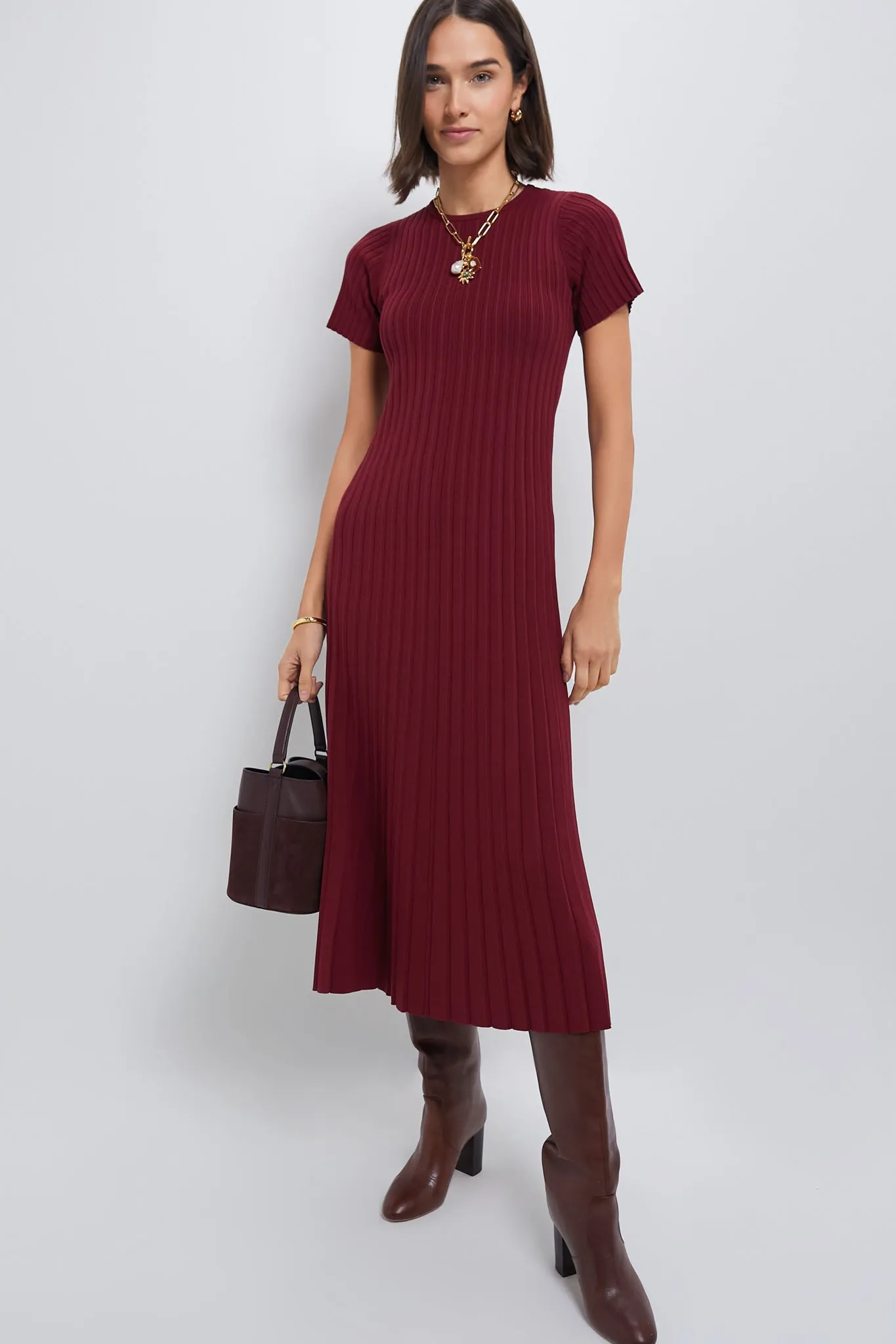 Oxblood Knit Murphy Swing Dress