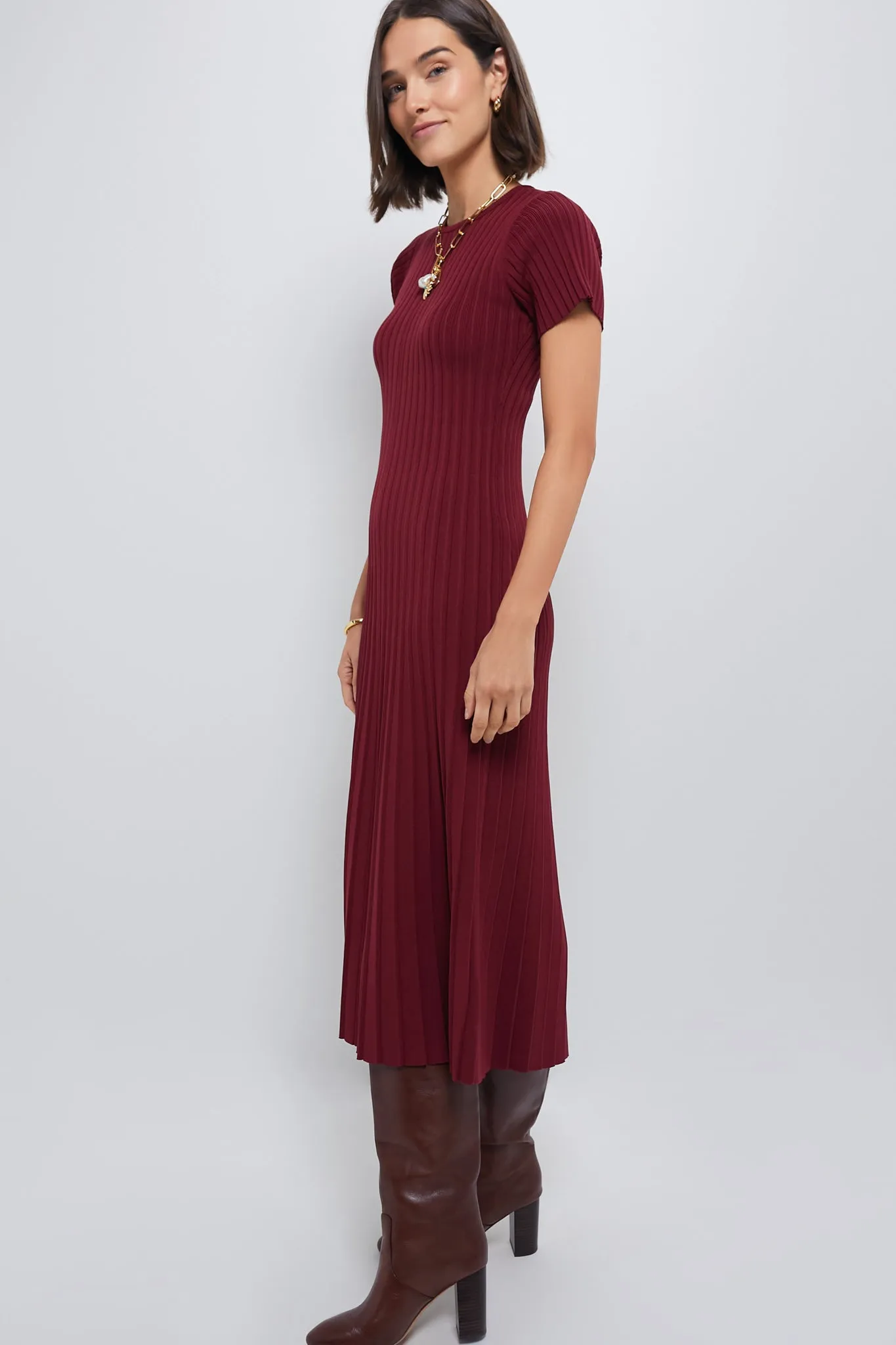 Oxblood Knit Murphy Swing Dress