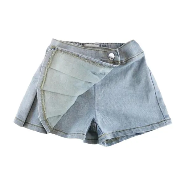 Pearls Pleat Denim Skort