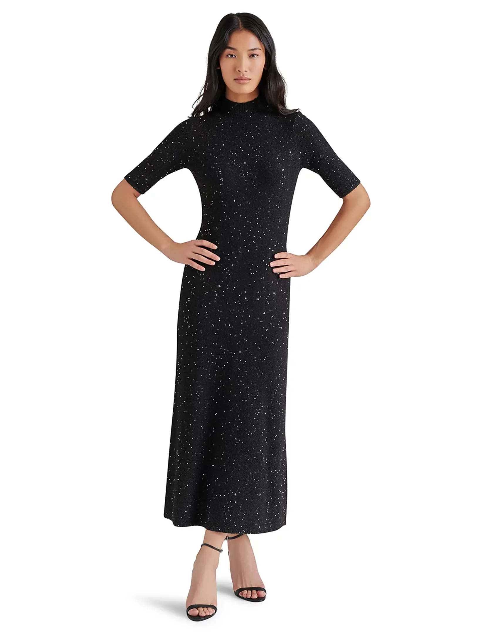 Pernille Sparkly Midi Dress, Black