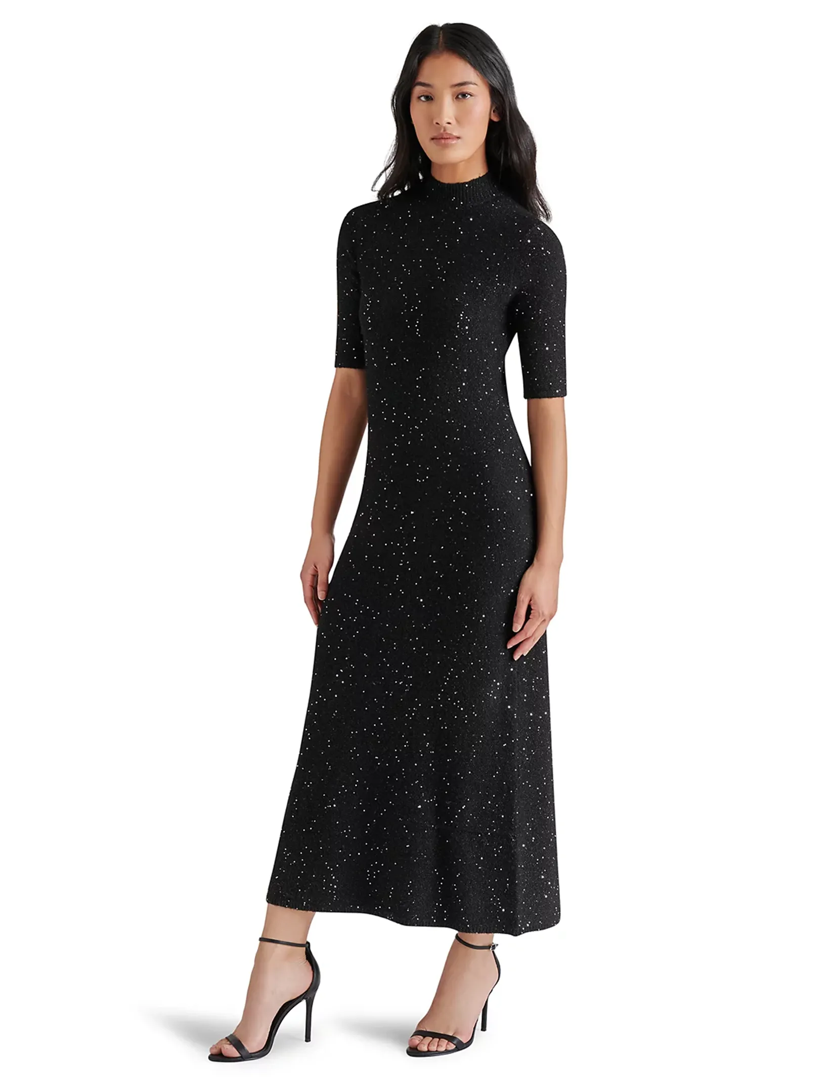 Pernille Sparkly Midi Dress, Black