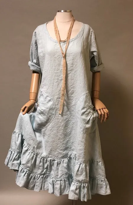 Prairie Dress Linen 3/4 sleeve