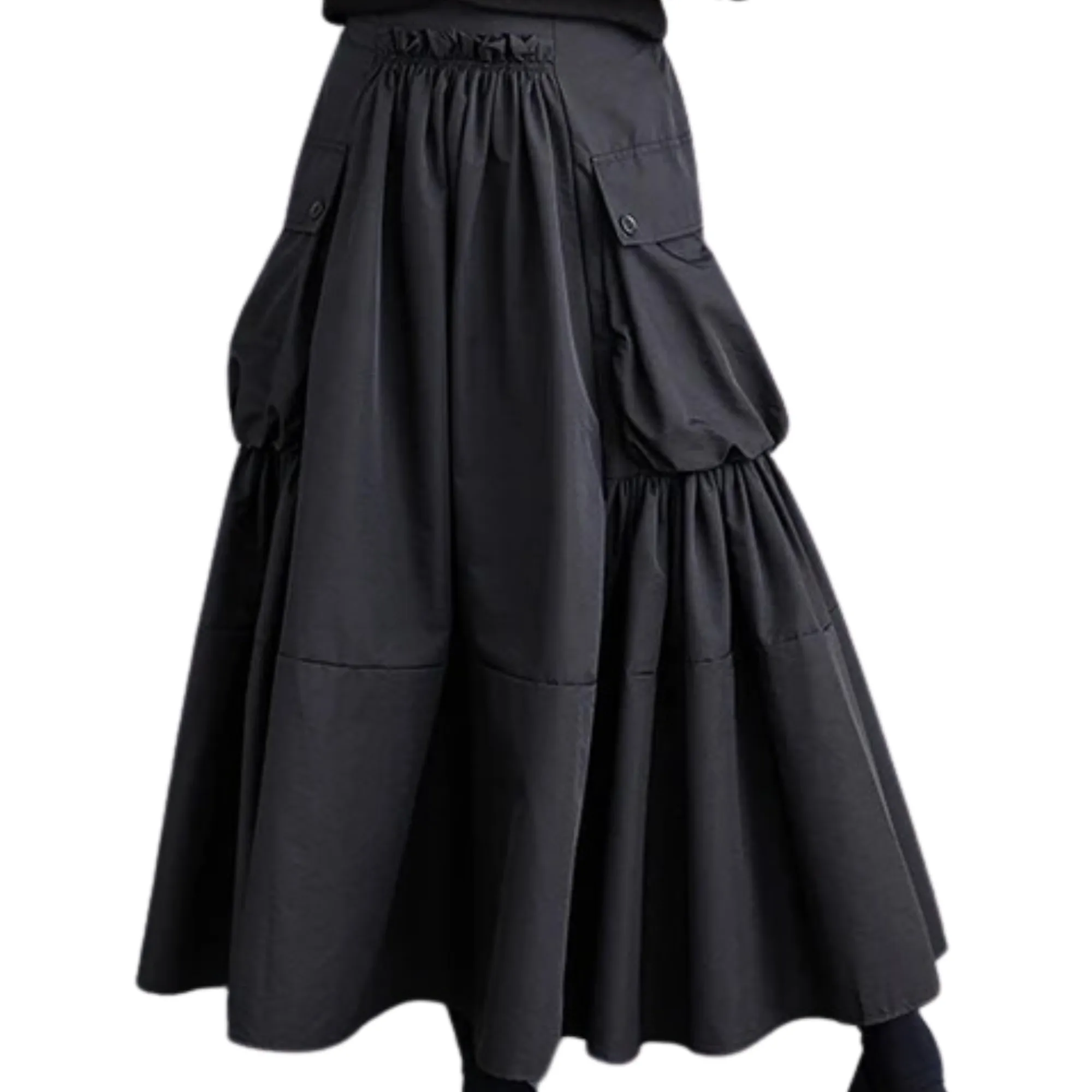 Pre Order:  A-line Pleated Big Pocket Skirt