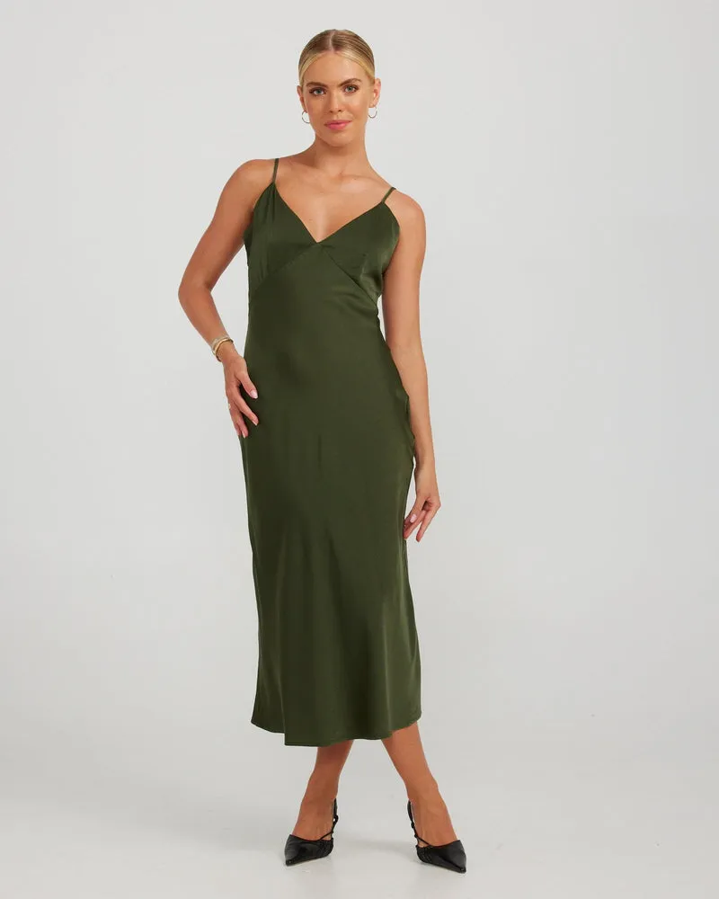 Rafaela Midi Dress - Dark Olive