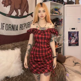 Red Plaid Mini Dress