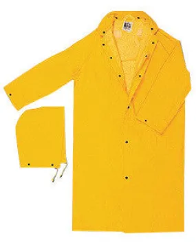 River City Garments 2X 49" Yellow Classic Plus .3500 mm PVC And Polyester Rain Coat With Snap Storm Fly Front And Detachable Drawstring Hood