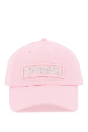 Rotate cotton baseball cap with rhinestone logo