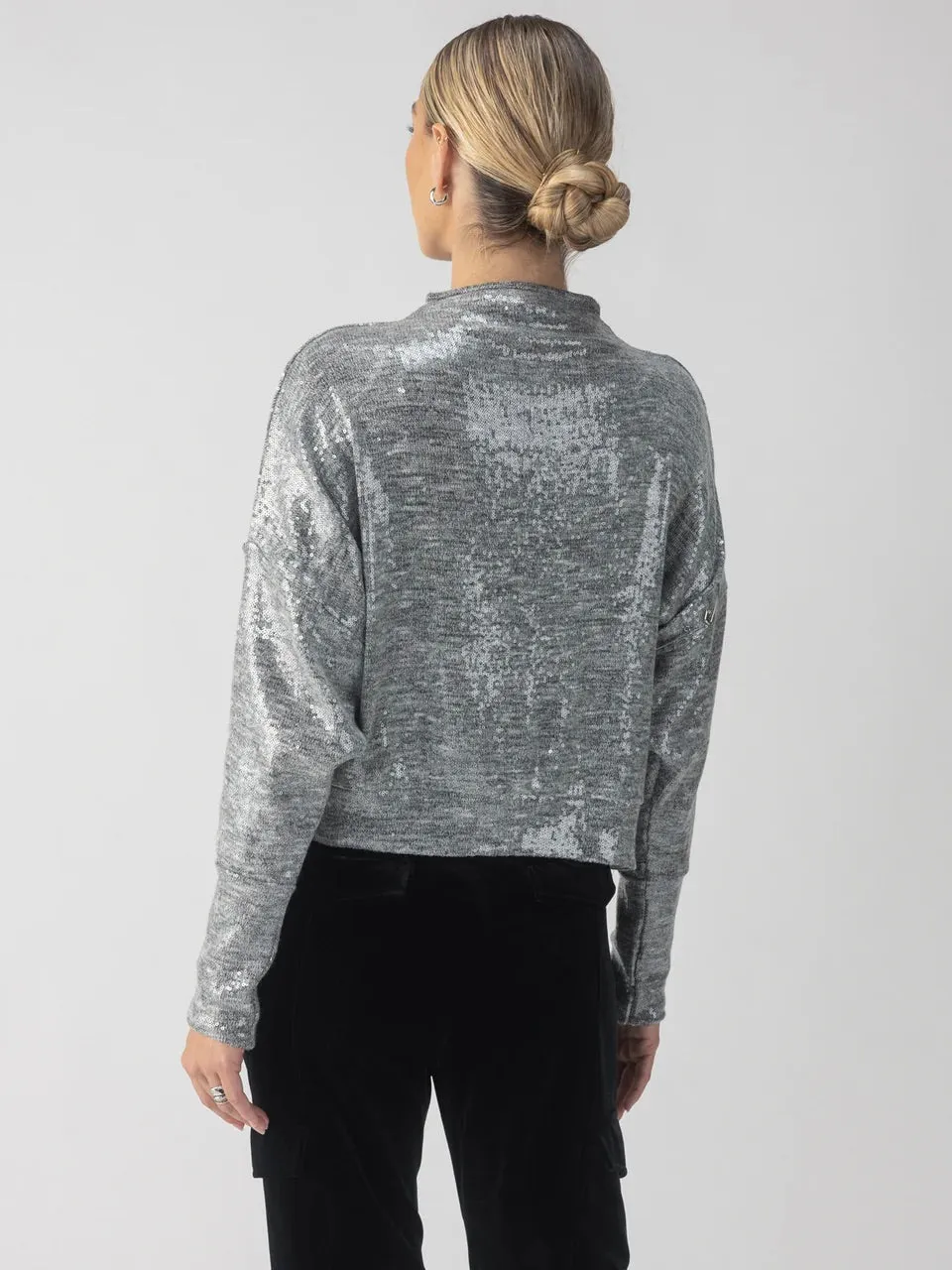 {Sanctuary} Sequin Funnel Neck Top