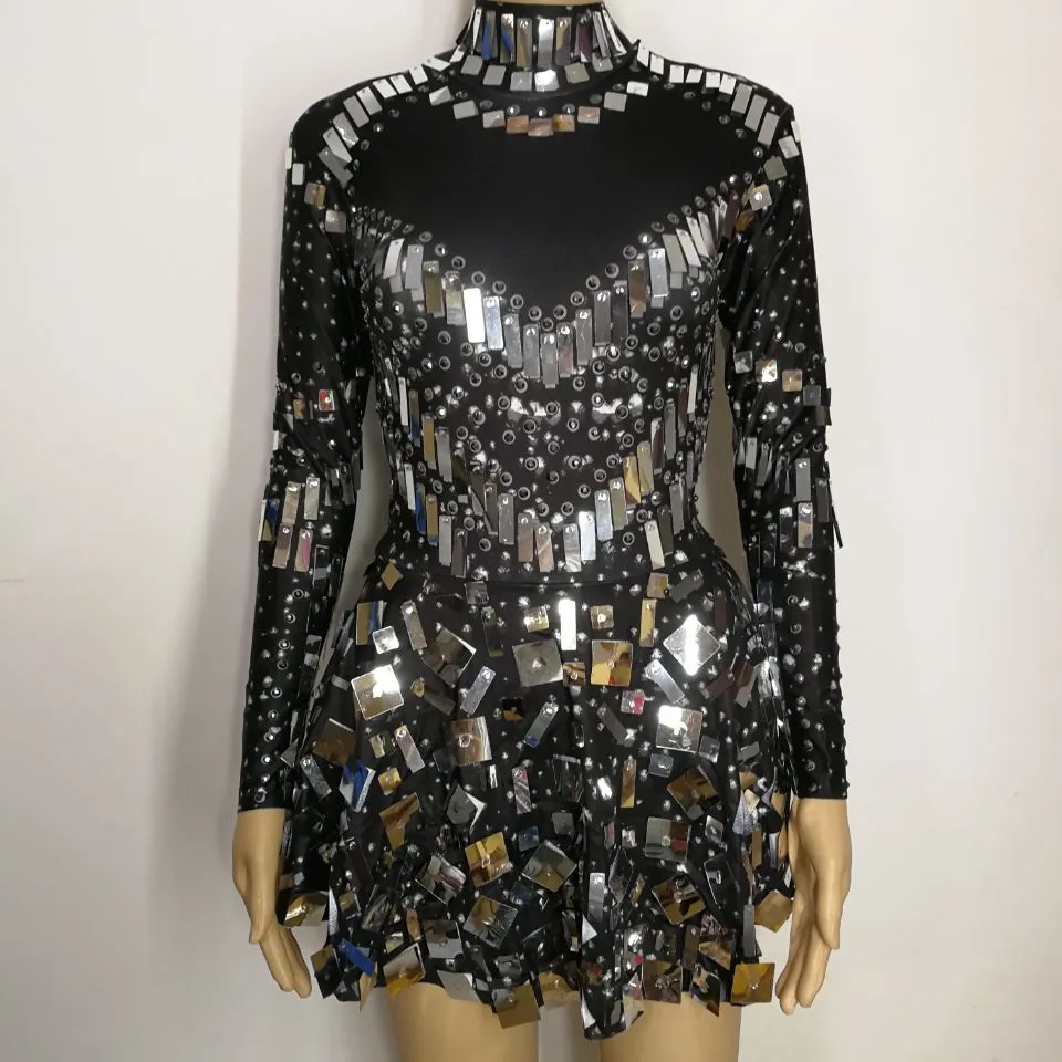 Shiny Shina Mirror Sparkly Short Party Dress