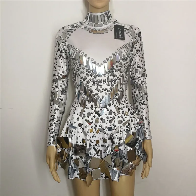 Shiny Shina Mirror Sparkly Short Party Dress