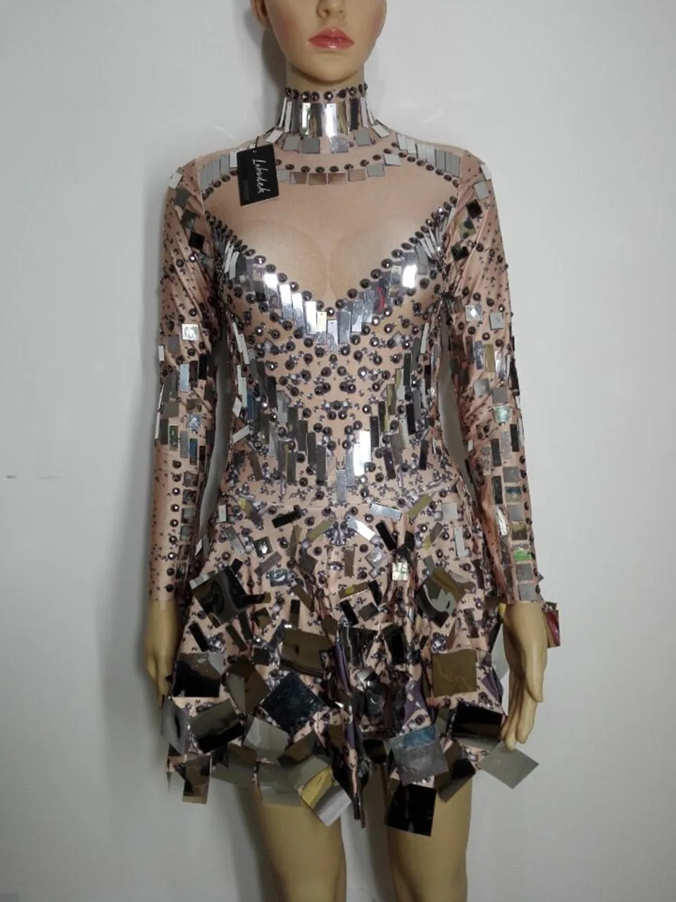 Shiny Shina Mirror Sparkly Short Party Dress