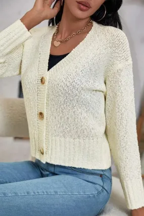 Slouchy Sheer Knit Button Down Cardigan