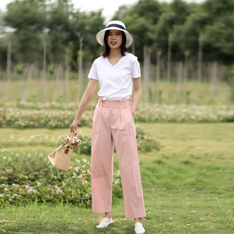 Spring Autumn Women Casual cotton Pants with Pockets SXM97273