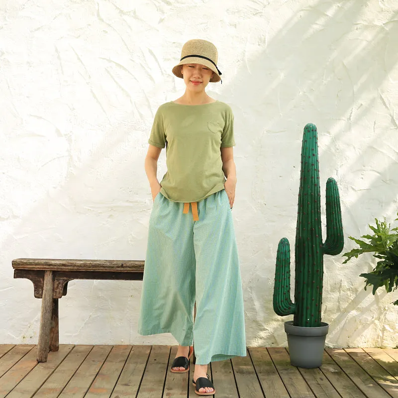 Spring Autumn Women Casual Cotton Pants with Pockets Z98401