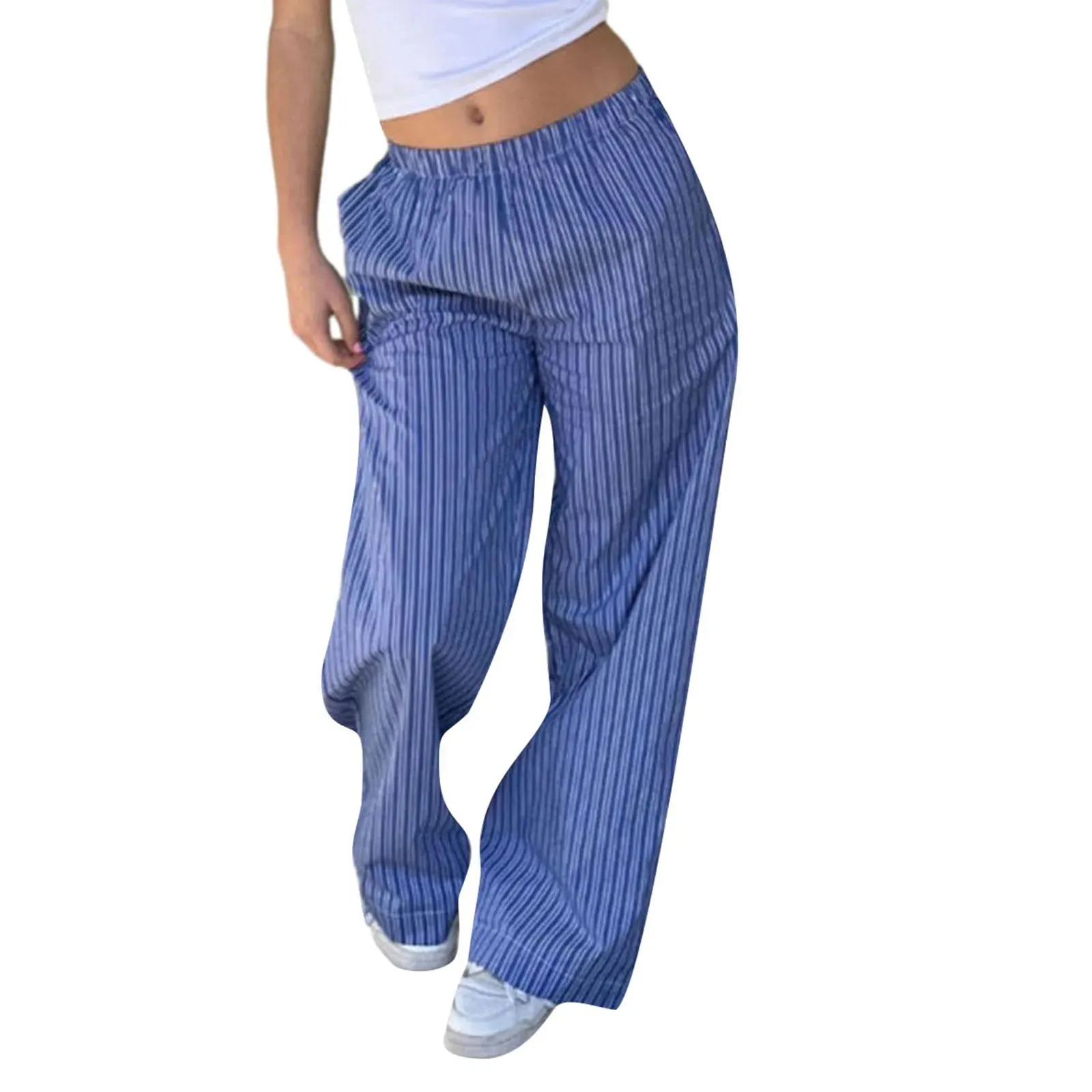 Striped Wide Leg Pinstripe Loose High Waist Pajama Gingham Y2K Pants