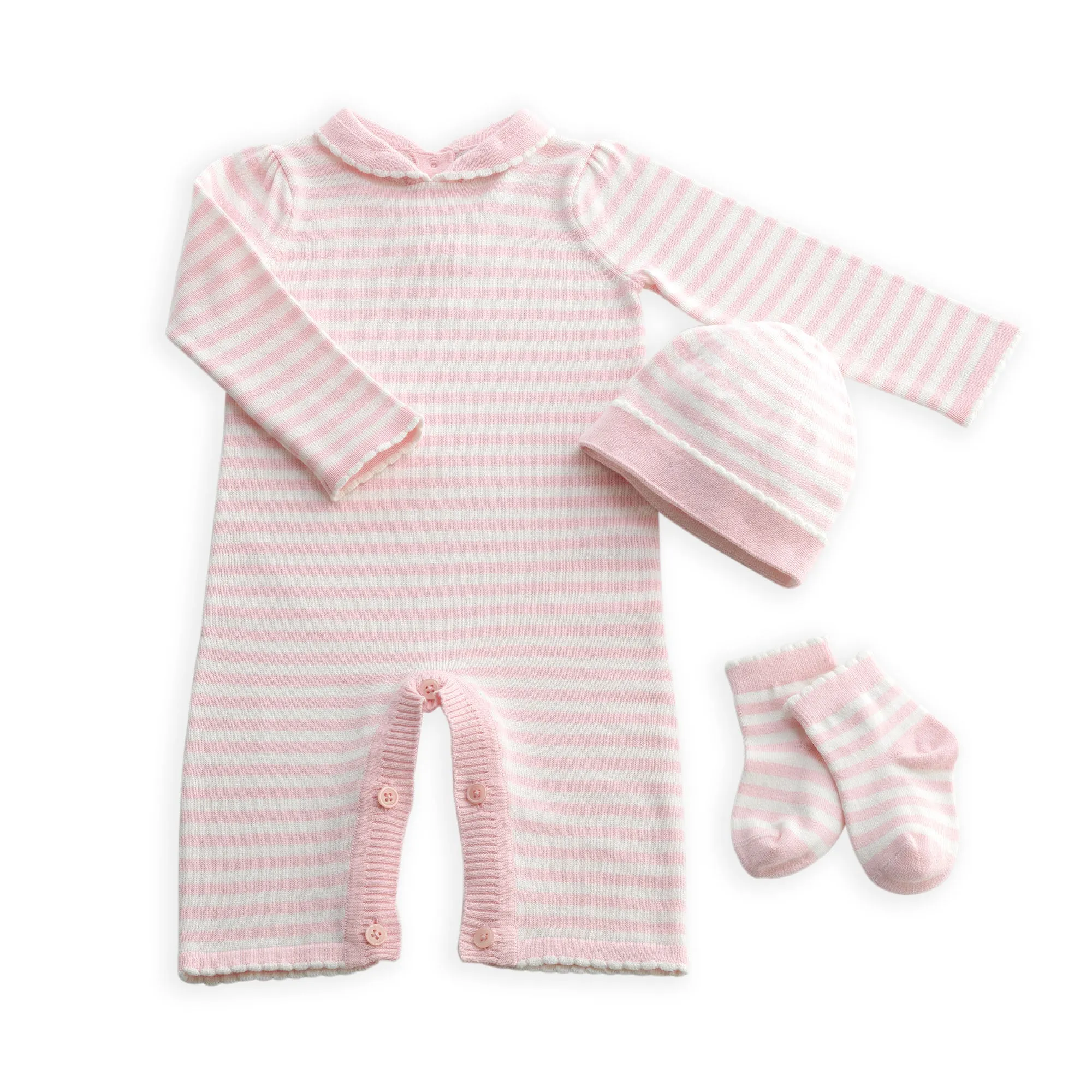 Sweater Playsuit 3-Piece Set (pink or blue)