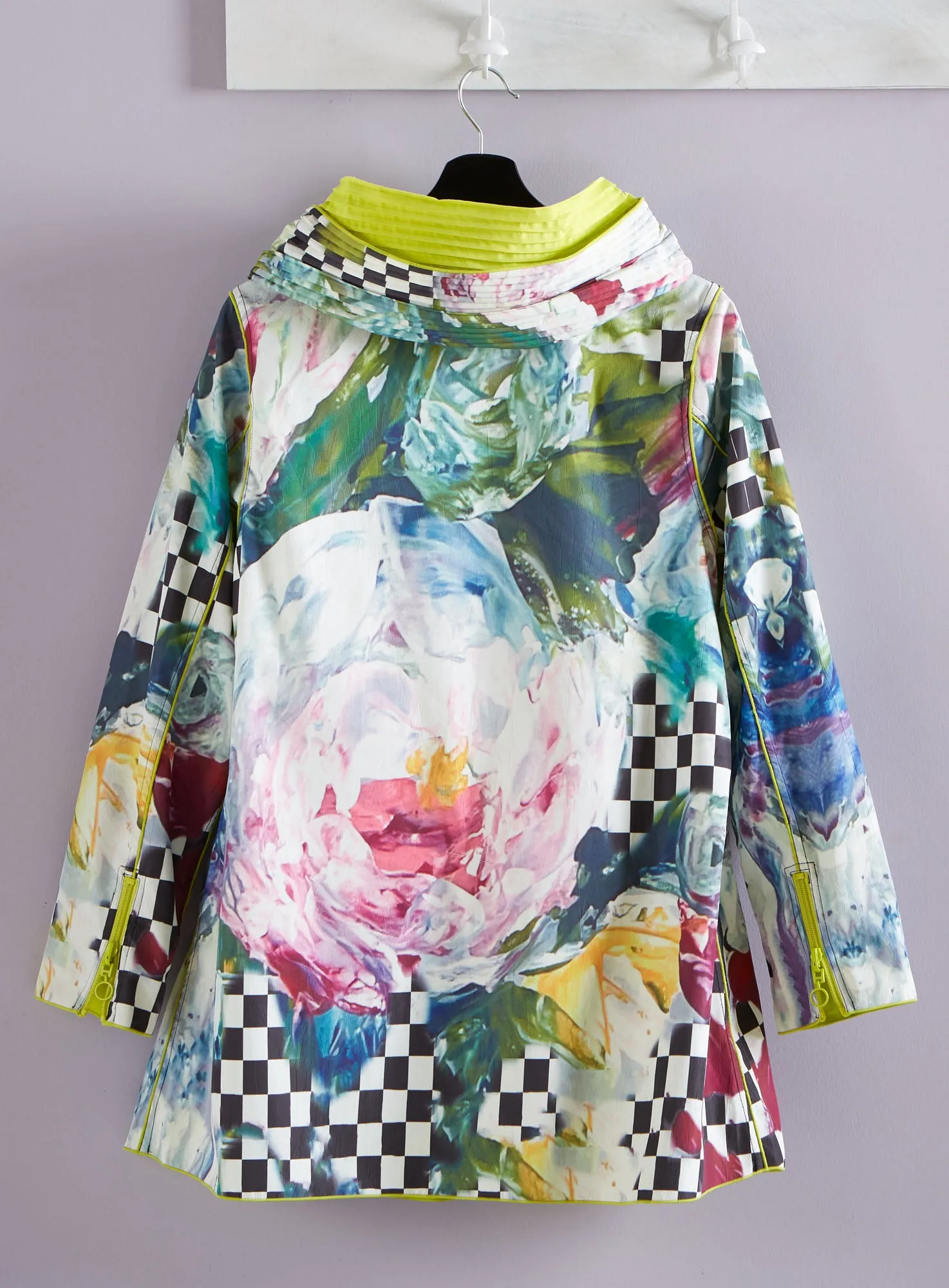 Taxicab Florals Reversible Pleated Raincoat