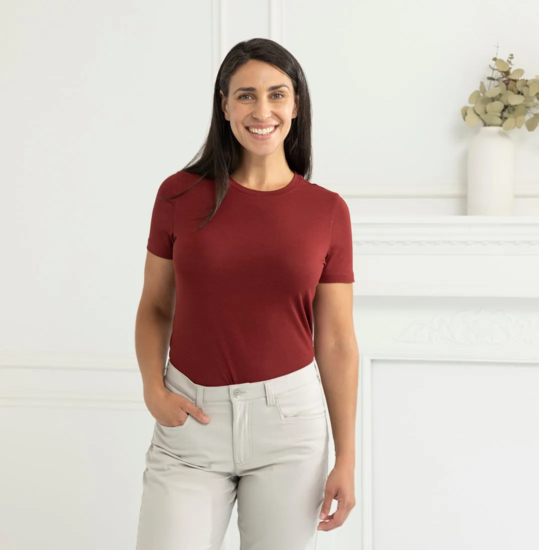 Threshold Crew Neck T-Shirt Petite Fit - Deep Maroon