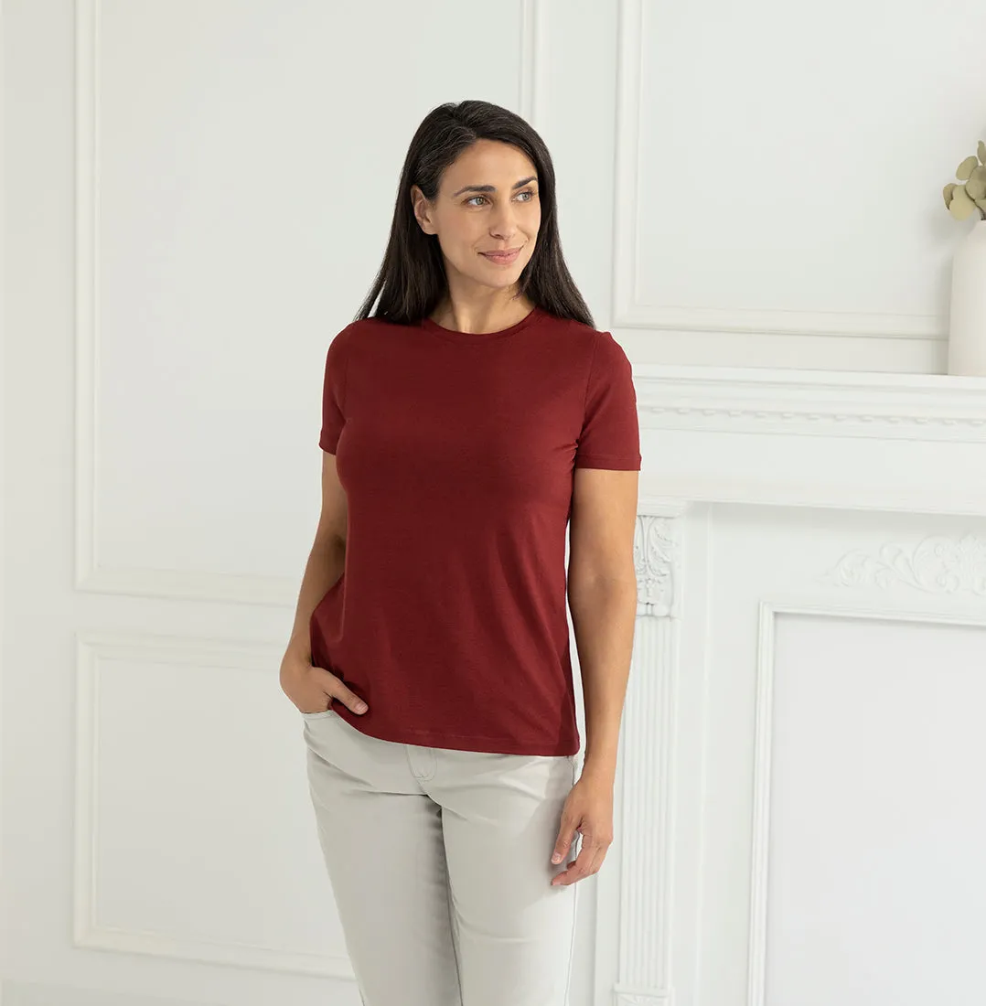 Threshold Crew Neck T-Shirt Petite Fit - Deep Maroon