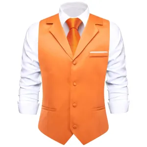 Ties2you Men's Vest Coral Orange Solid Silk Suit Vest Business