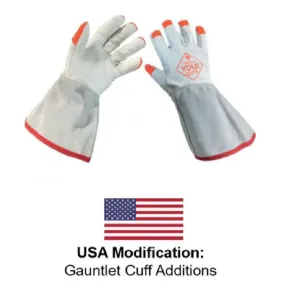 Tilsatec TTP230CRFR-GC5 Hi Vis Arc and Cut Resistant Leather Drivers Glove with 5 Inch Gauntlet Cuff, White, 1 Pair -> UPSIZE IF USED W/ RUBBER INSULATING GLOVES