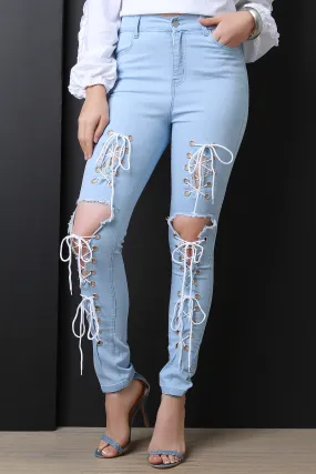 Trifecta Lace-Up Denim Jeans