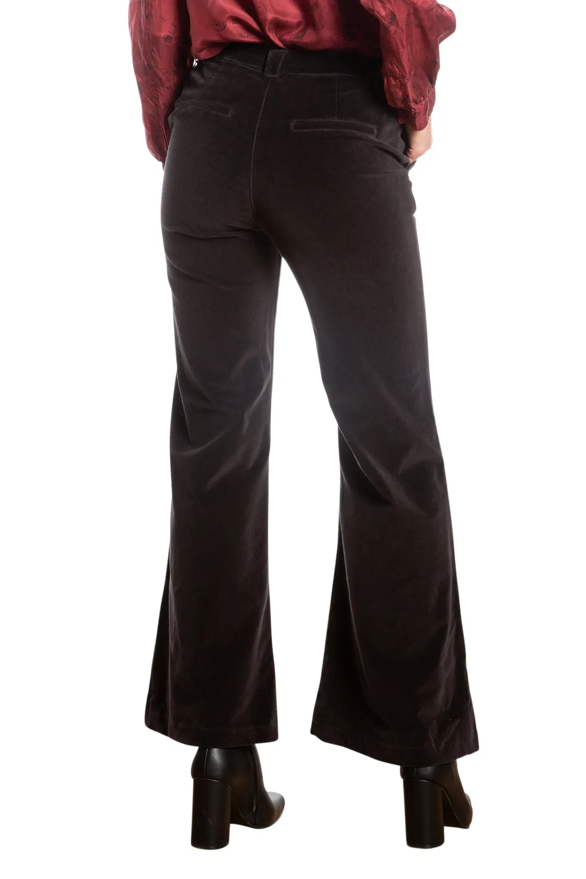 Velveteen Flare leg pants in Caviar