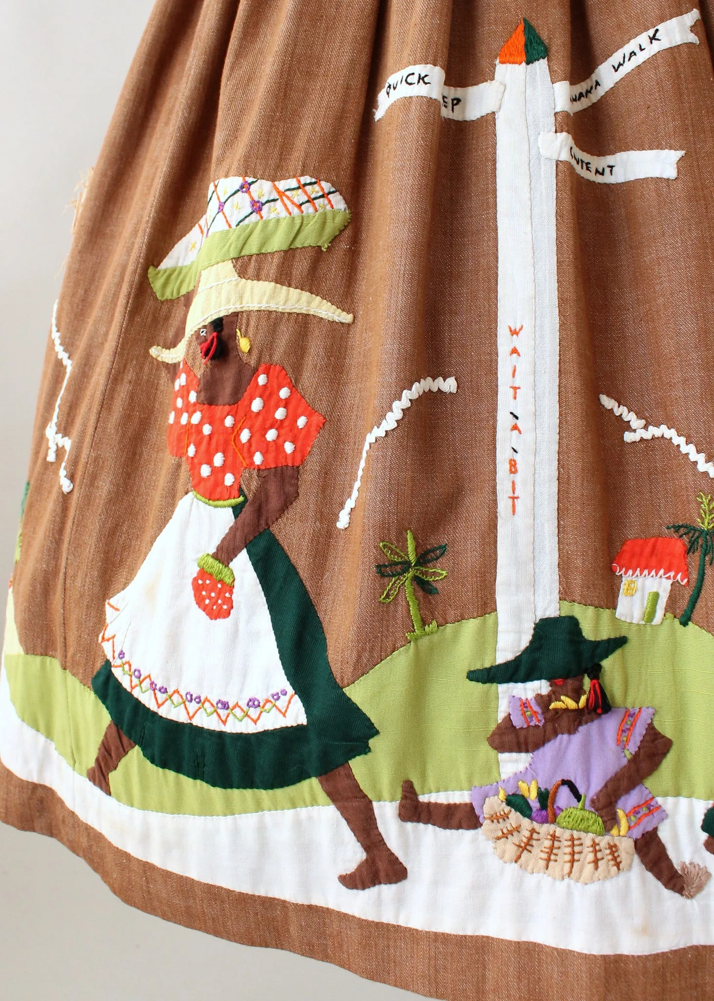 Vintage 1950s Jamaican Novelty Border Souvenir Skirt