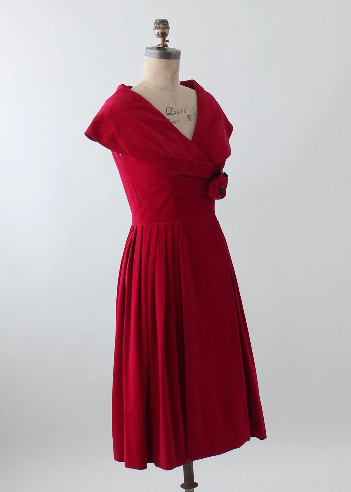 Vintage 1950s Red Velvet Holiday Party Dress