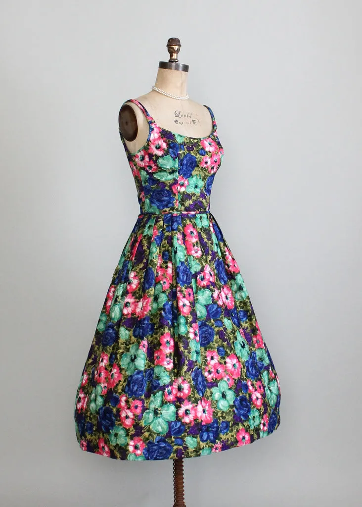 Vintage 1950s Saturated Floral Sundress