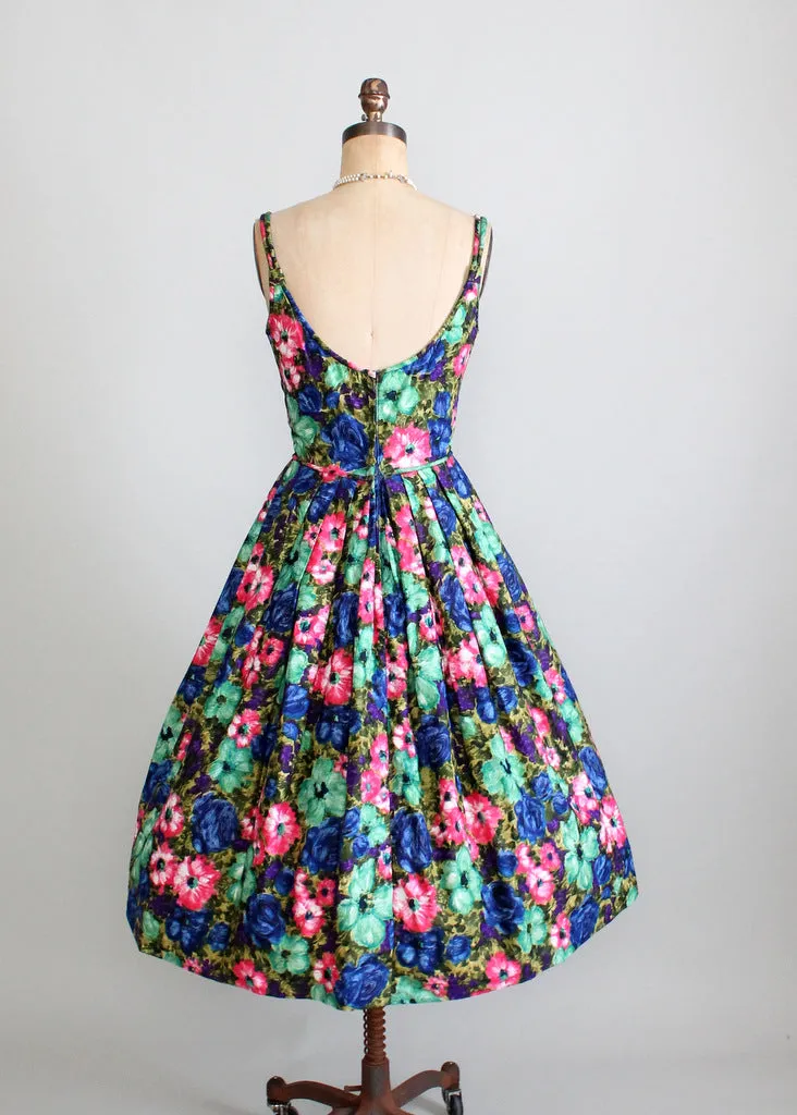 Vintage 1950s Saturated Floral Sundress