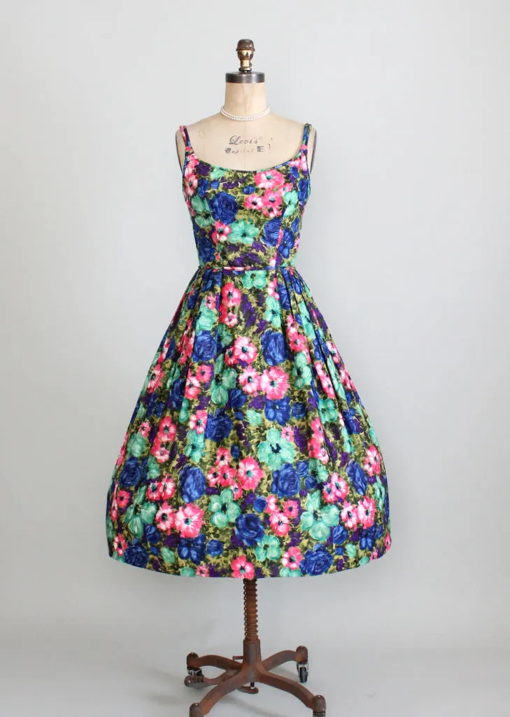 Vintage 1950s Saturated Floral Sundress