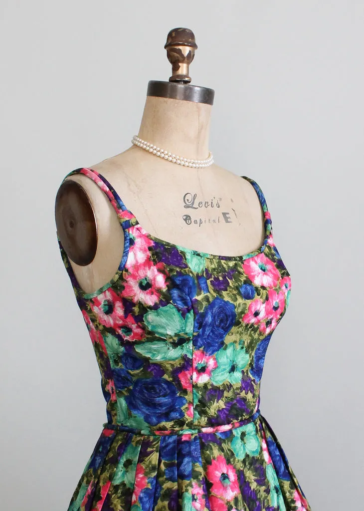 Vintage 1950s Saturated Floral Sundress