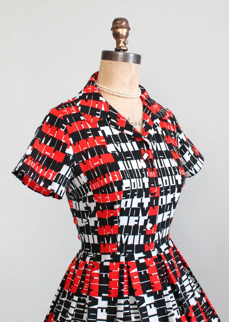 Vintage 1960s Lanvin Pop Art Shirt Dress