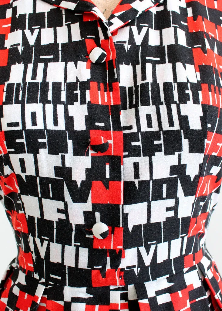 Vintage 1960s Lanvin Pop Art Shirt Dress