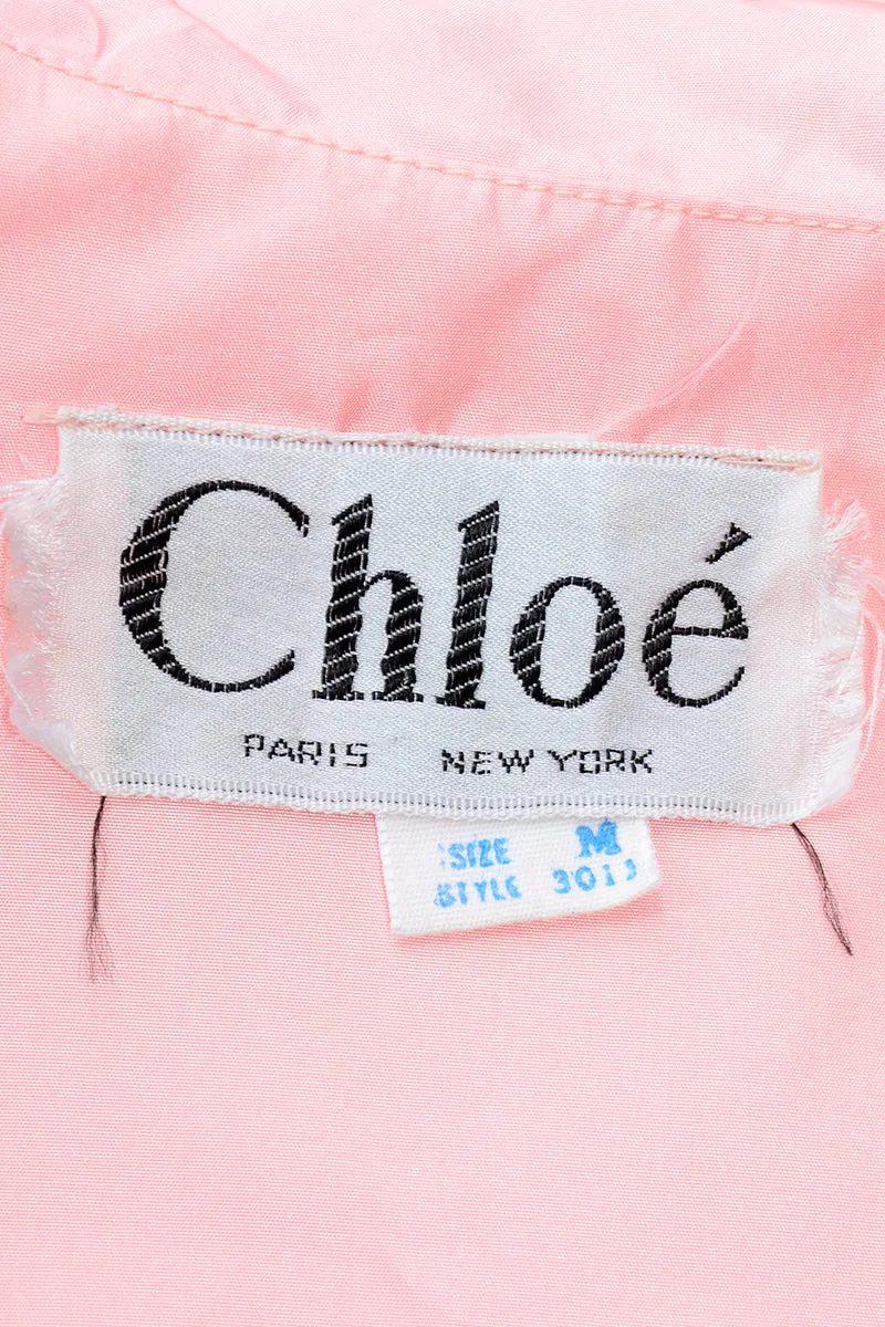 Vintage Chloe Pink Taffeta Hostess Robe With Lace Collar