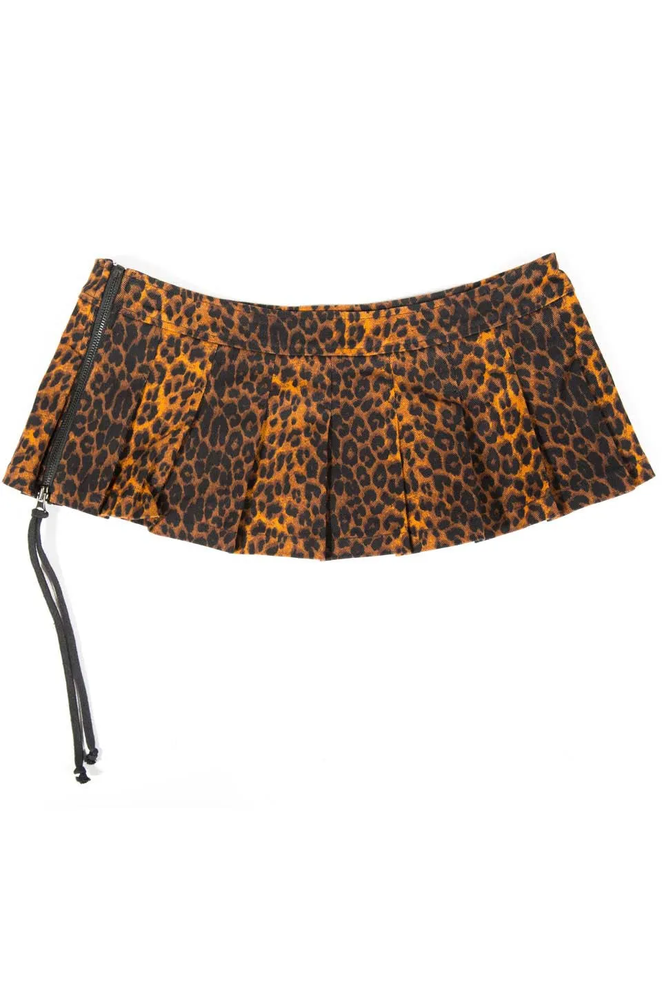 Vintage Leopard Pleated Micro Mini Skirt