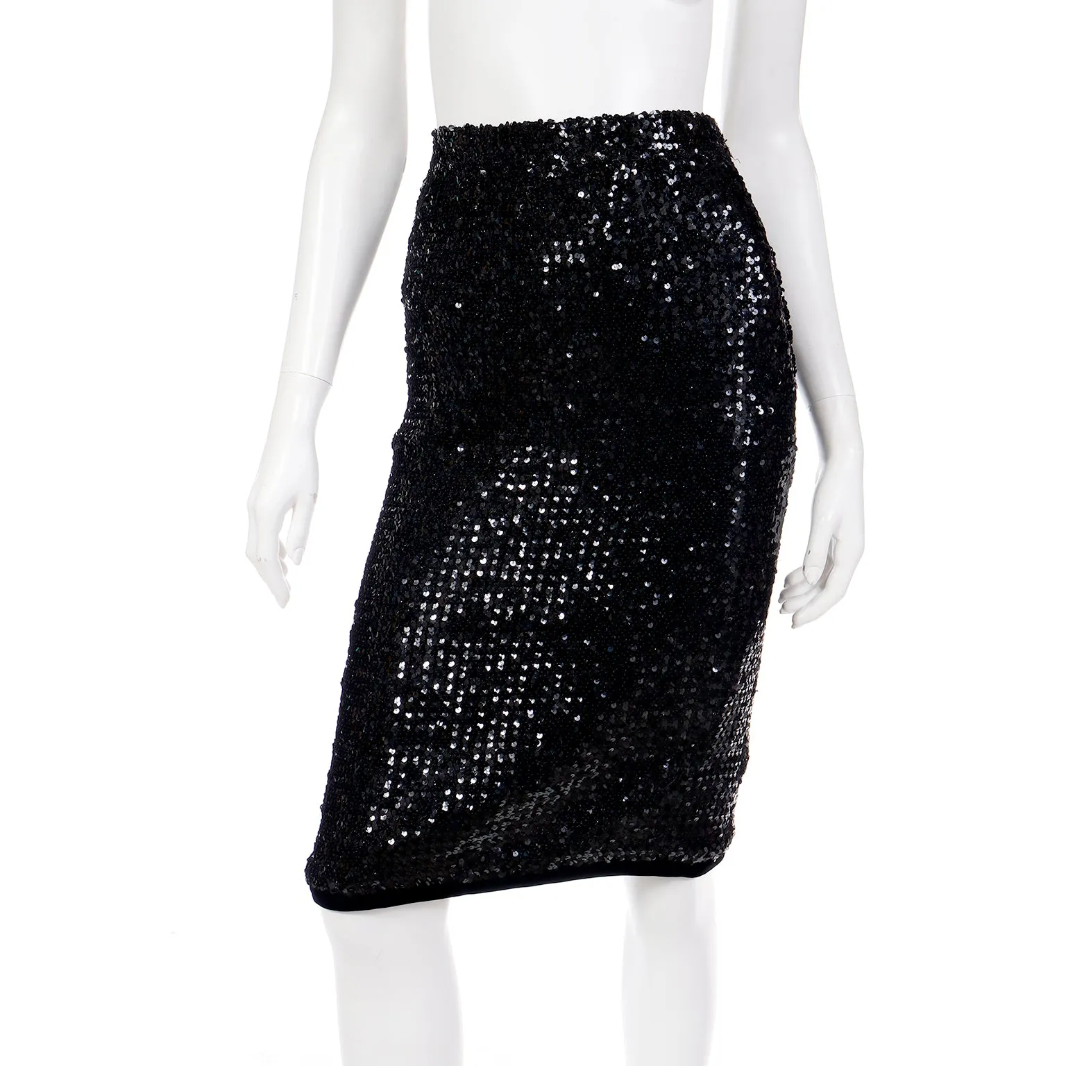 Vintage Yves Saint Laurent Evening Dress Alternative Black Skirt Suit W/ Sequins