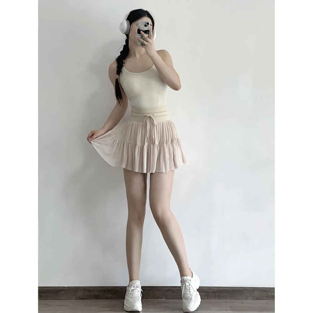 Wenkouban skirt outfits Style Tennis Skirt Sexy Mesh Skirt Women's High Waist Slimming A- line Pleated Skirt Sports Skirt