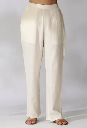 White Cotton Pants With Pockets