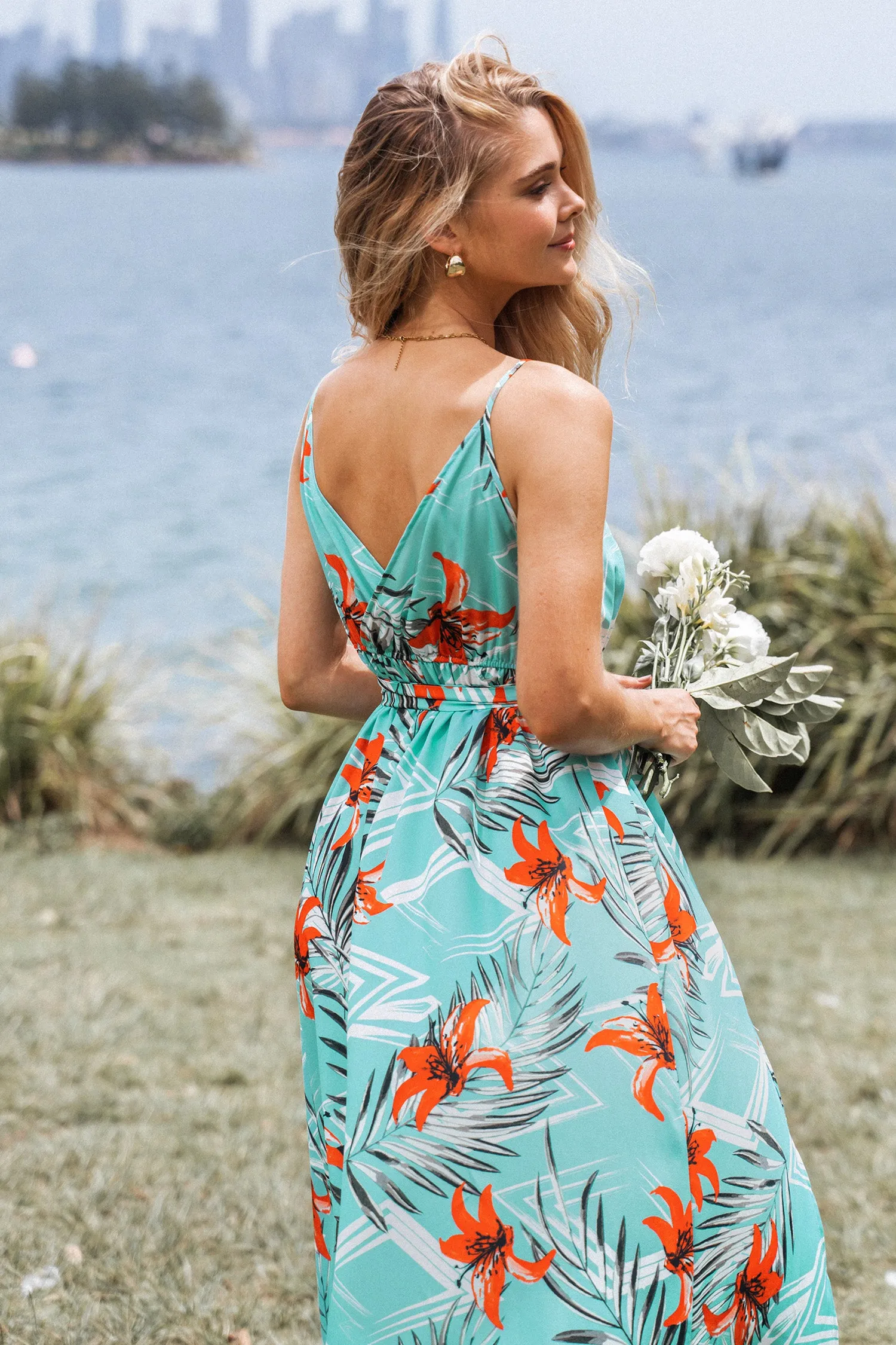 Whitney Belted Tropical Floral Print Dress