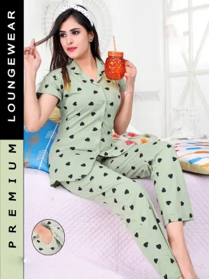 Women's Stylish Cotton Printed Nigh suit Pajama Set