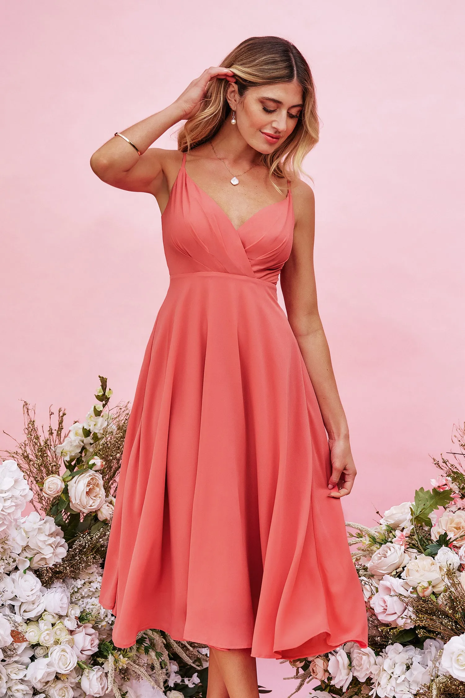 X Madison Devotion Chiffon Flowy Midi Dress