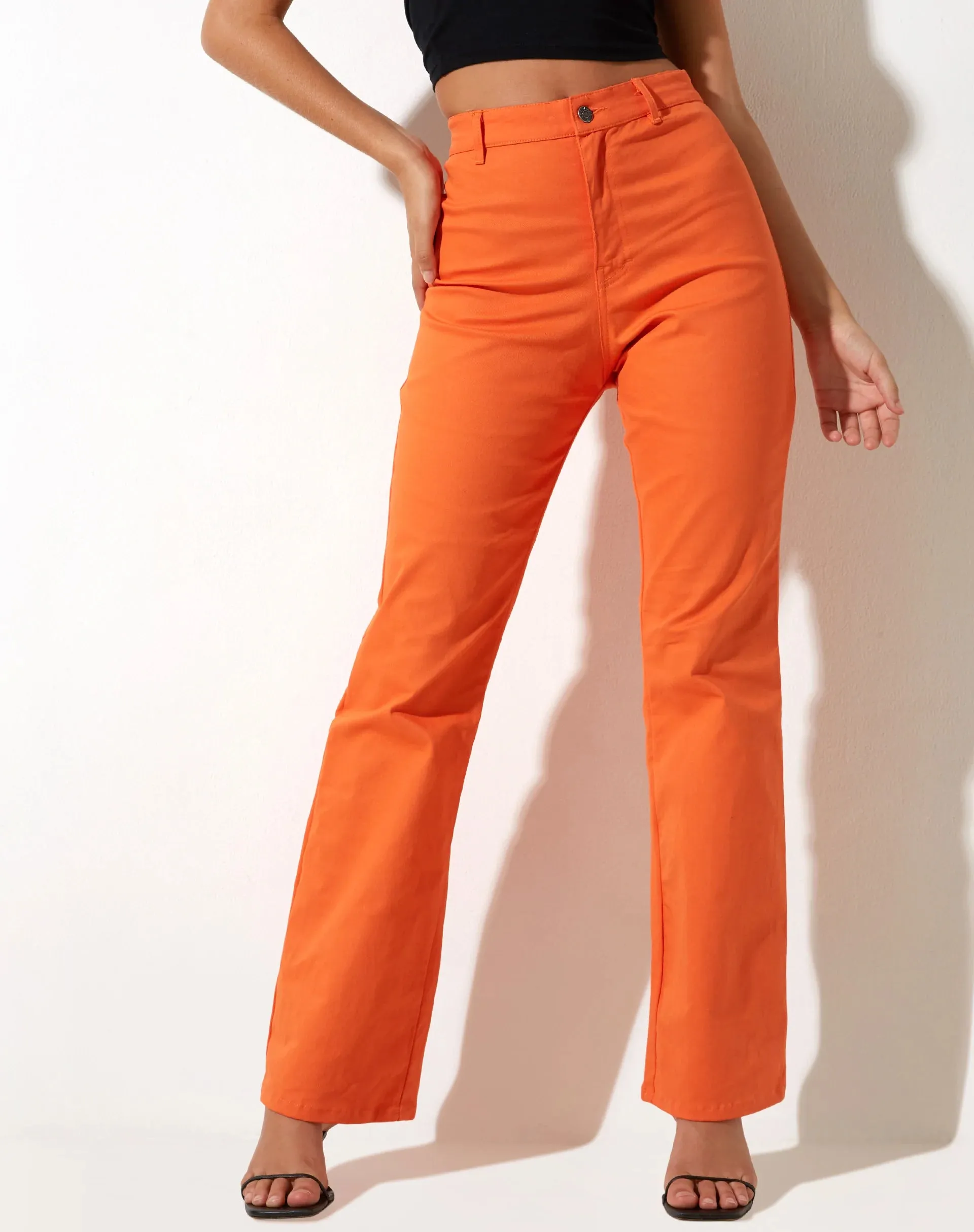 Zoven Flare Trouser in Twill Coral Rose